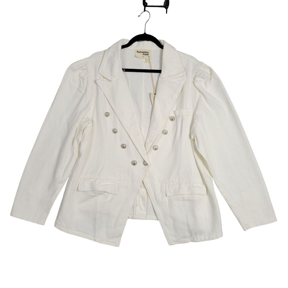 SAVANNA JANE White Cotton Denim Outerwear Blazer Jacket Everyday Casual SIZE 1X